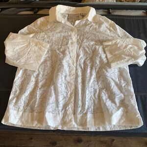 Sag Harbor Sheer floral button Down top sz. Large petite